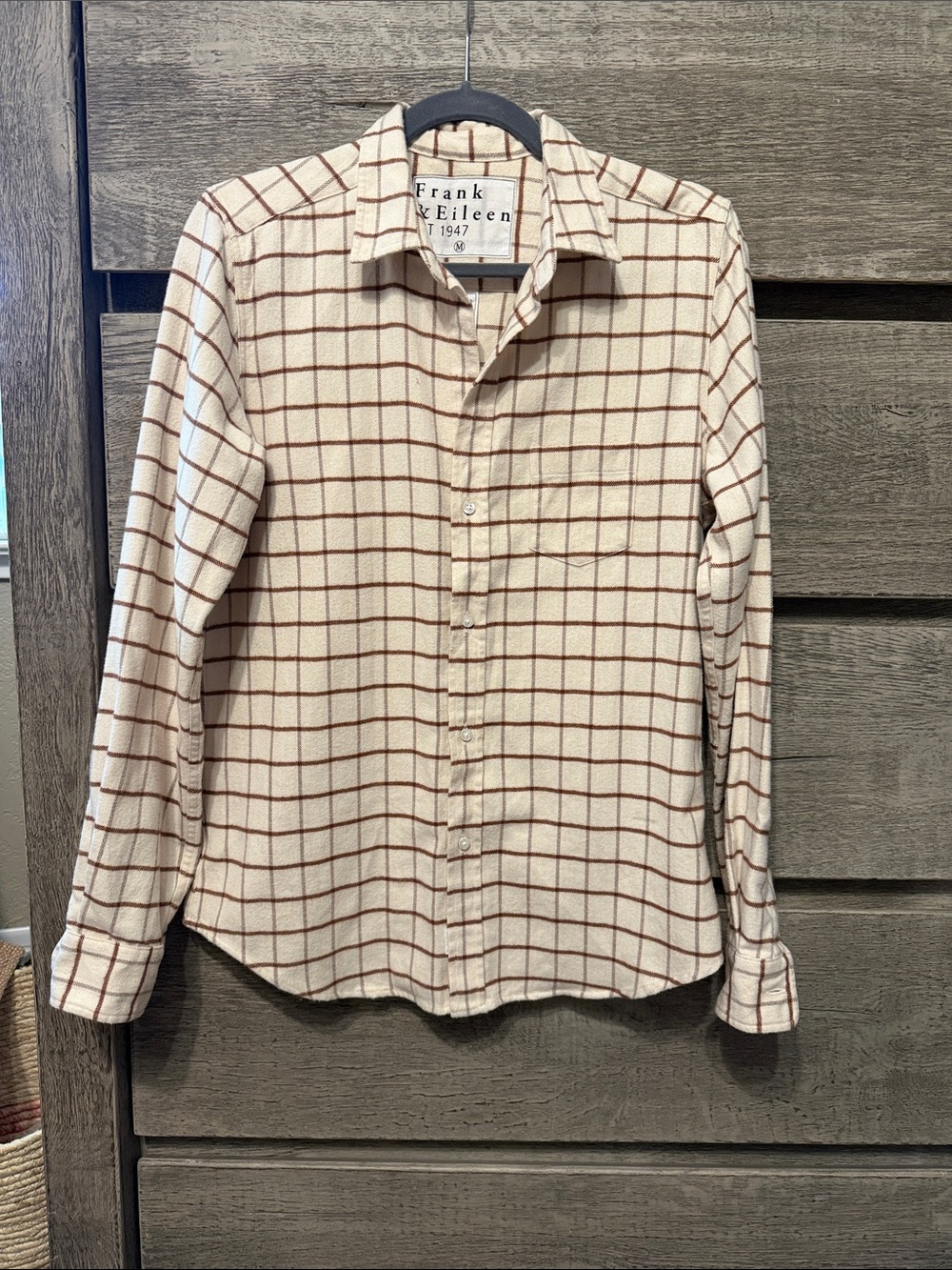 Frank & Eileen Italian flannel Button-Down Shirt with Brown Windowpane Check
